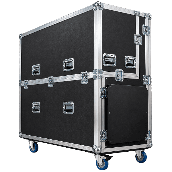 Black flight case on casters
